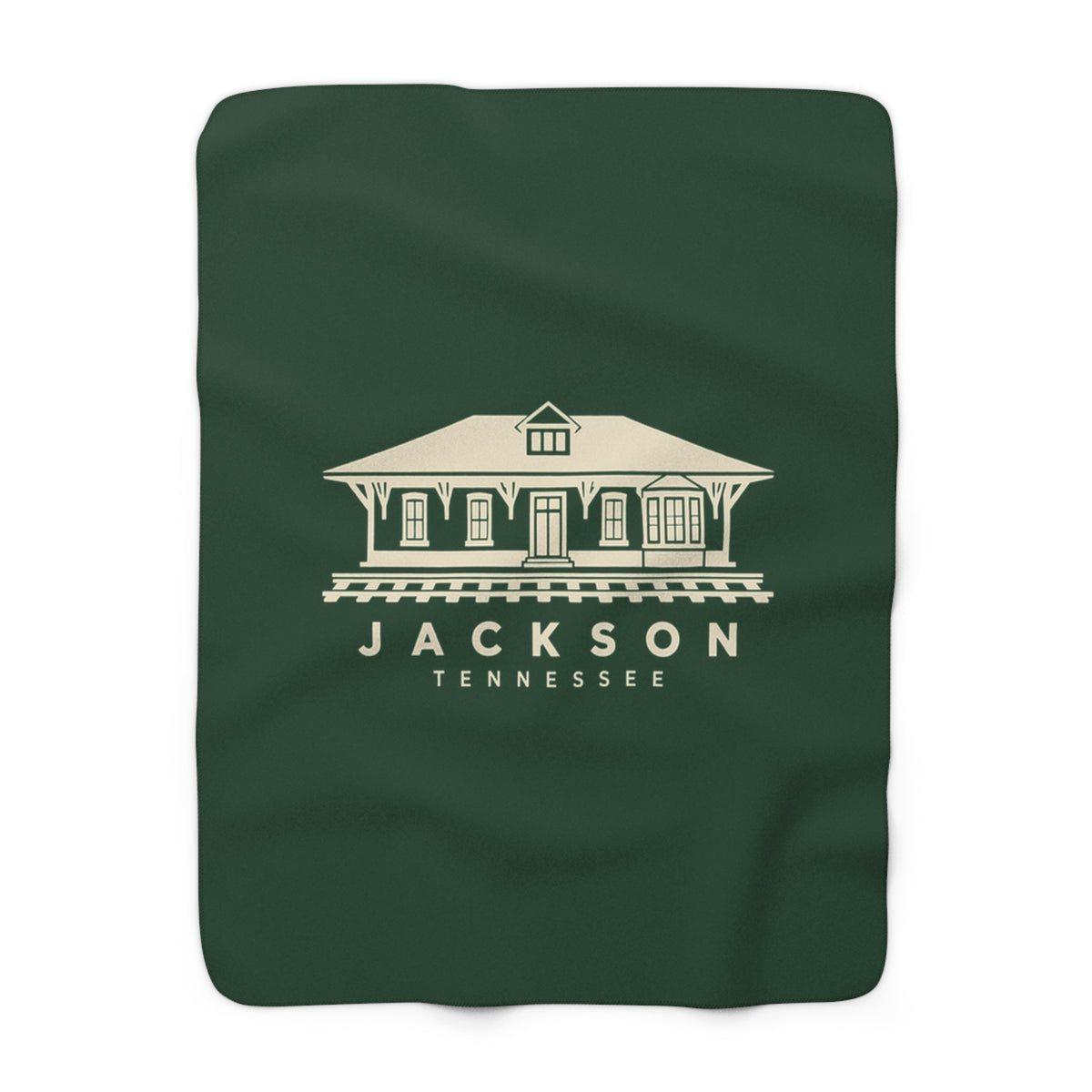 Jackson Train Depot Sherpa Blanket (Forest Green)