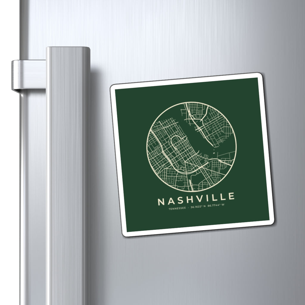 Nashville Street Map Magnet (Forest Green)