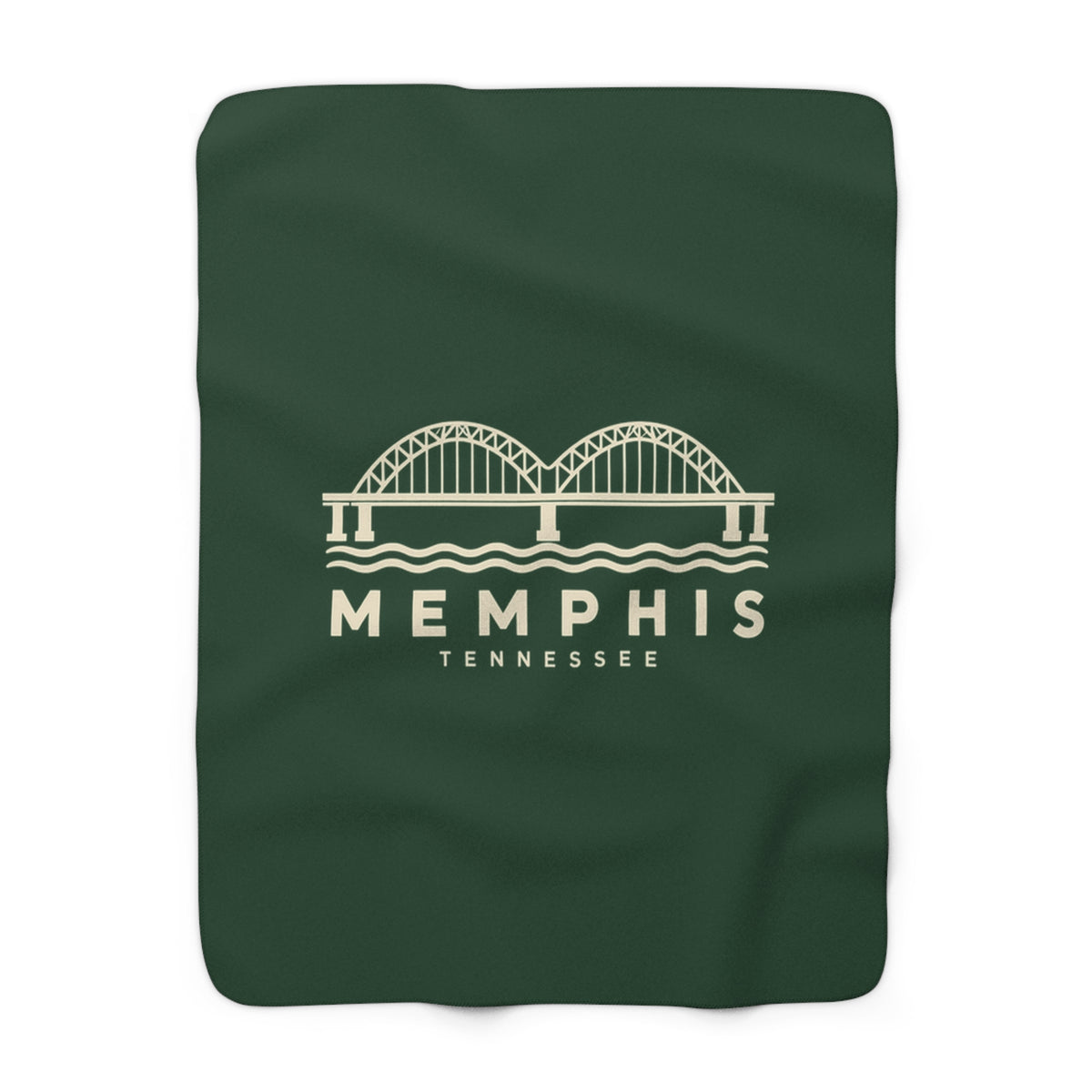 Memphis Hernando de Soto Bridge Sherpa Blanket (Forest Green)