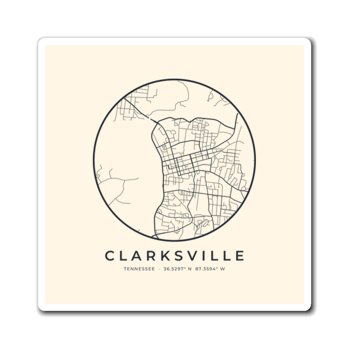 Clarksville Street Map Magnet