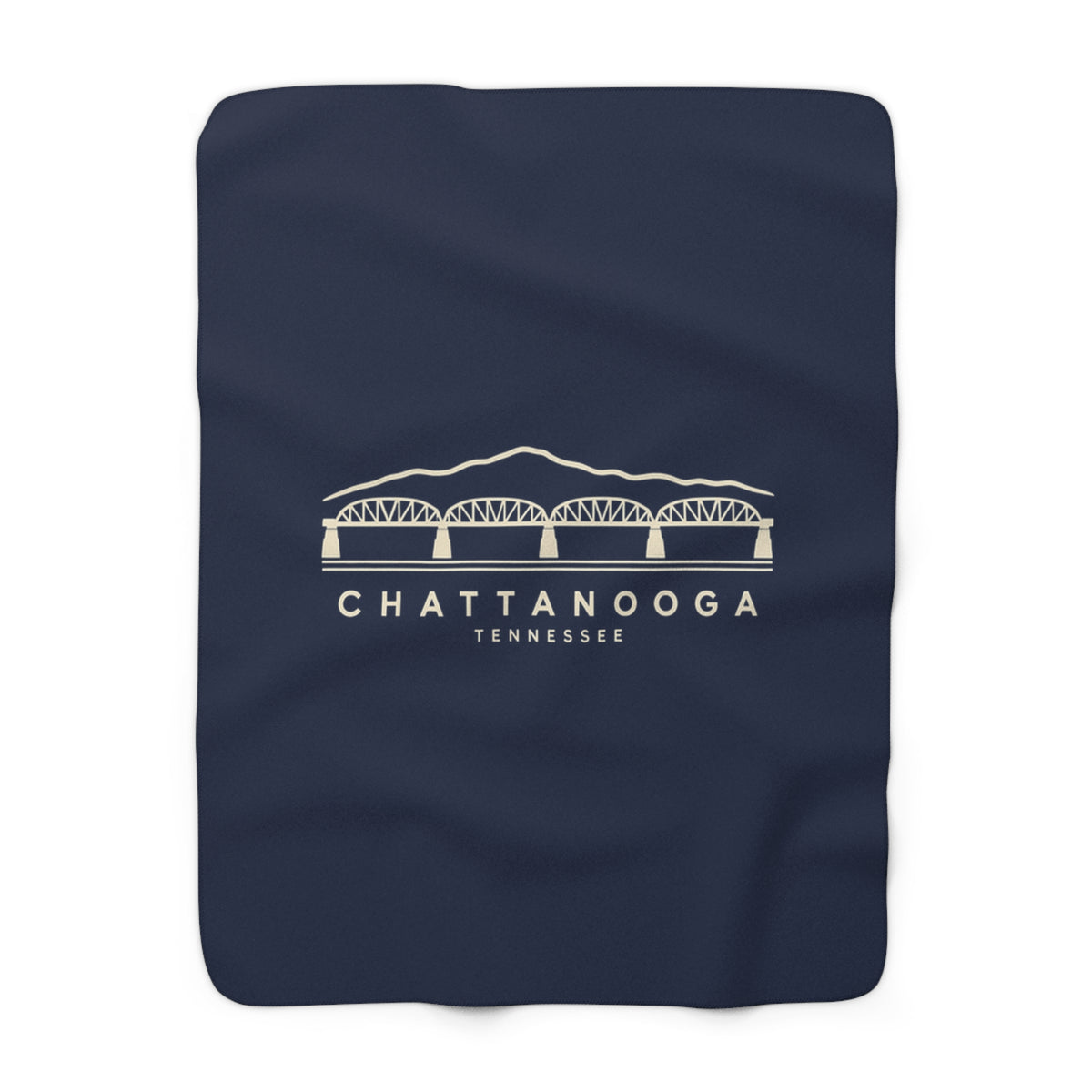 Chattanooga Walnut Street Bridge Sherpa Blanket (Navy)