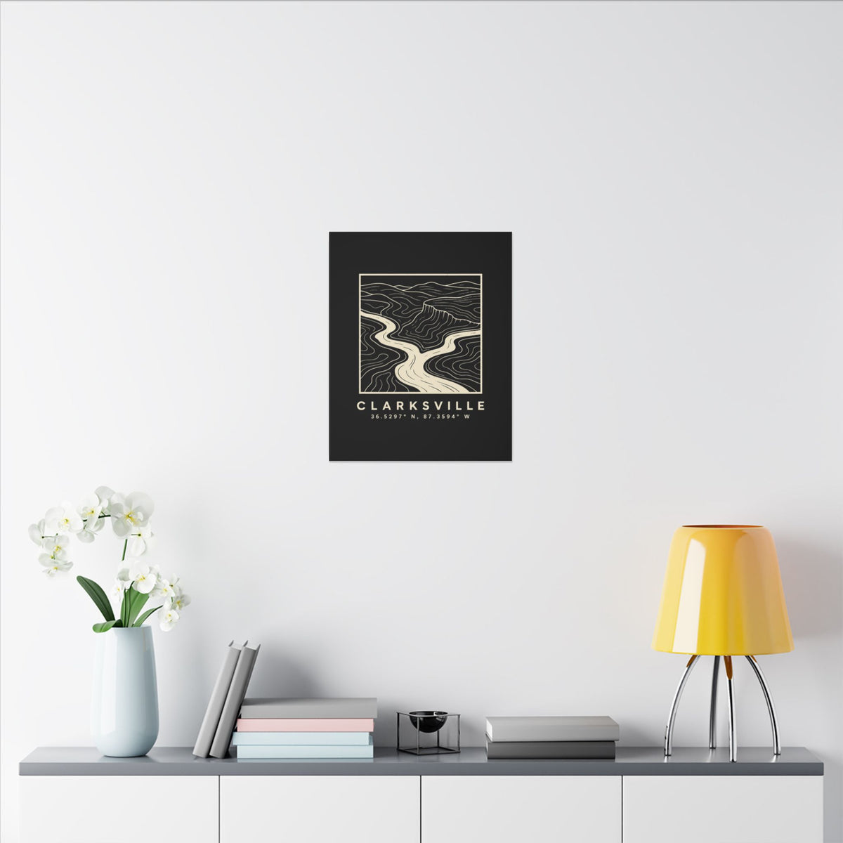 Clarksville Topo Map Canvas Print (Black)