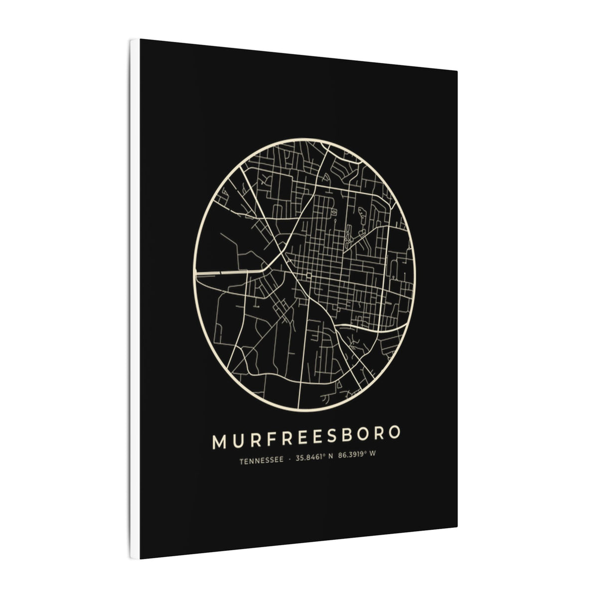 Murfreesboro Street Map Canvas Print (Black)