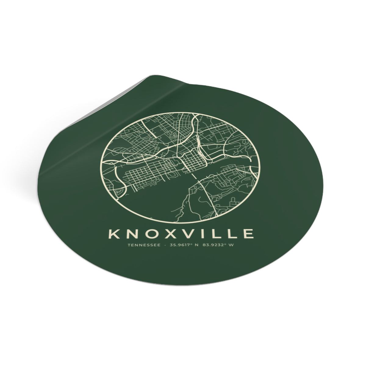 Knoxville Street Map Sticker (Forest Green)