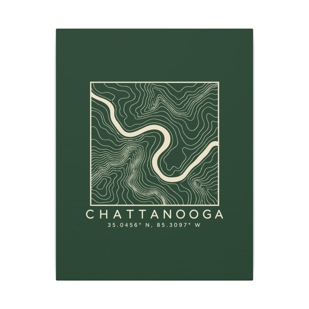 Chattanooga Topo Map Canvas Print (Forest Green)