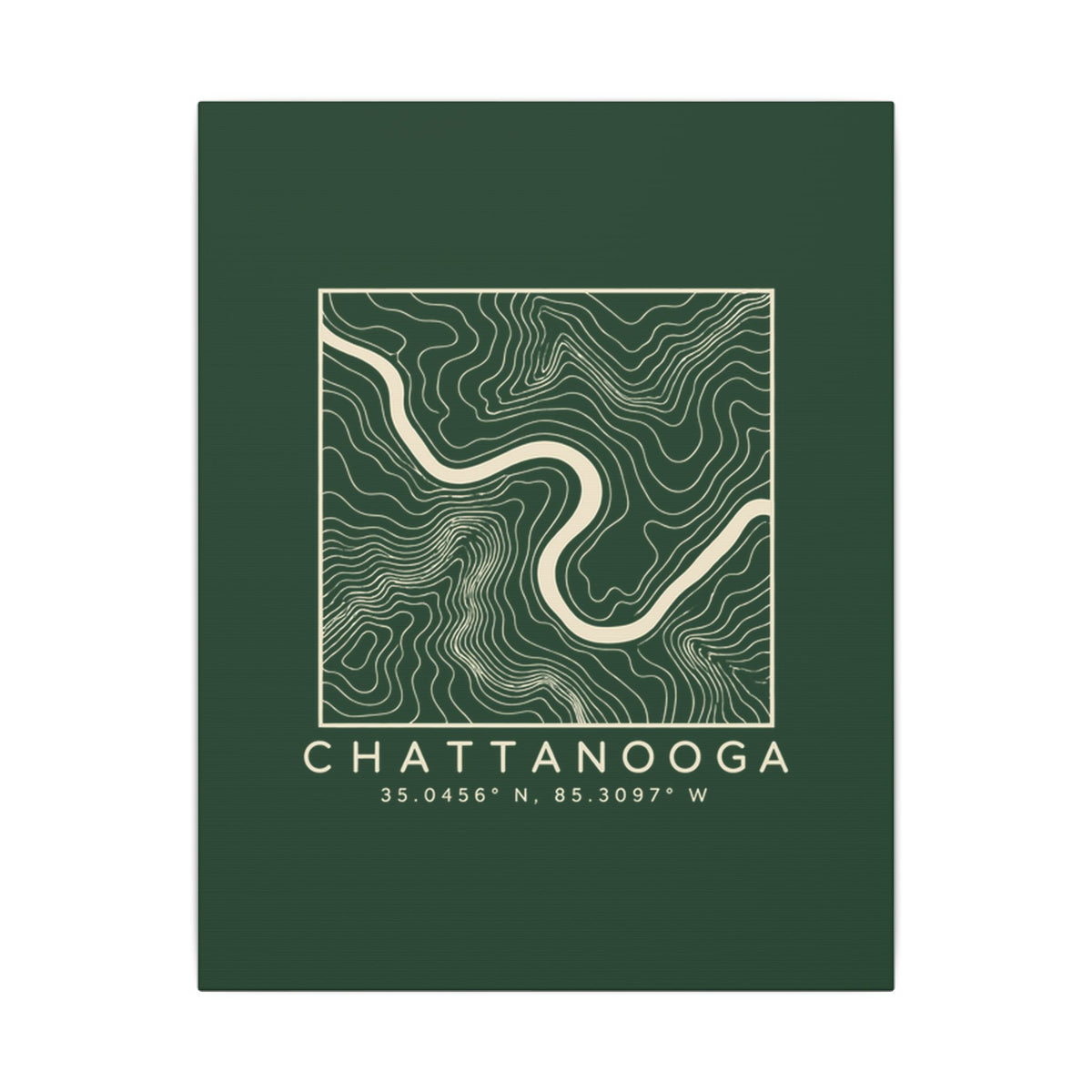 Chattanooga Topo Map Canvas Print (Forest Green)