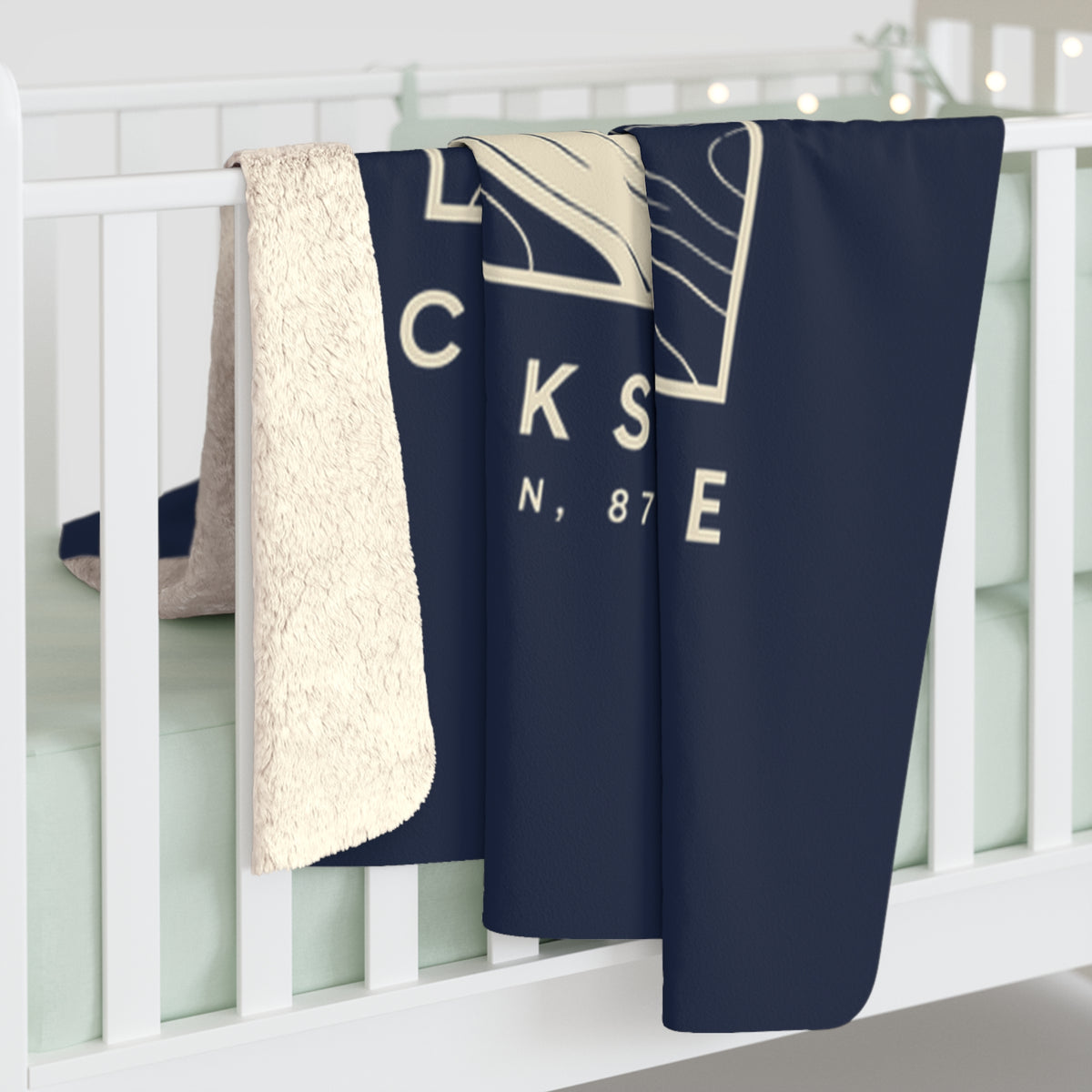 Clarksville Topo Map Sherpa Blanket (Navy)