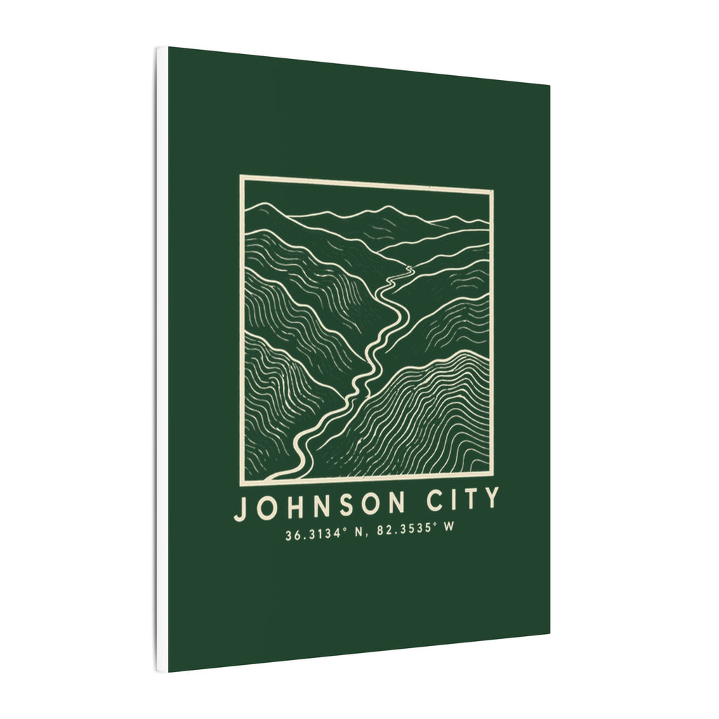 Johnson City Topo Map Canvas Print (Forest Green)