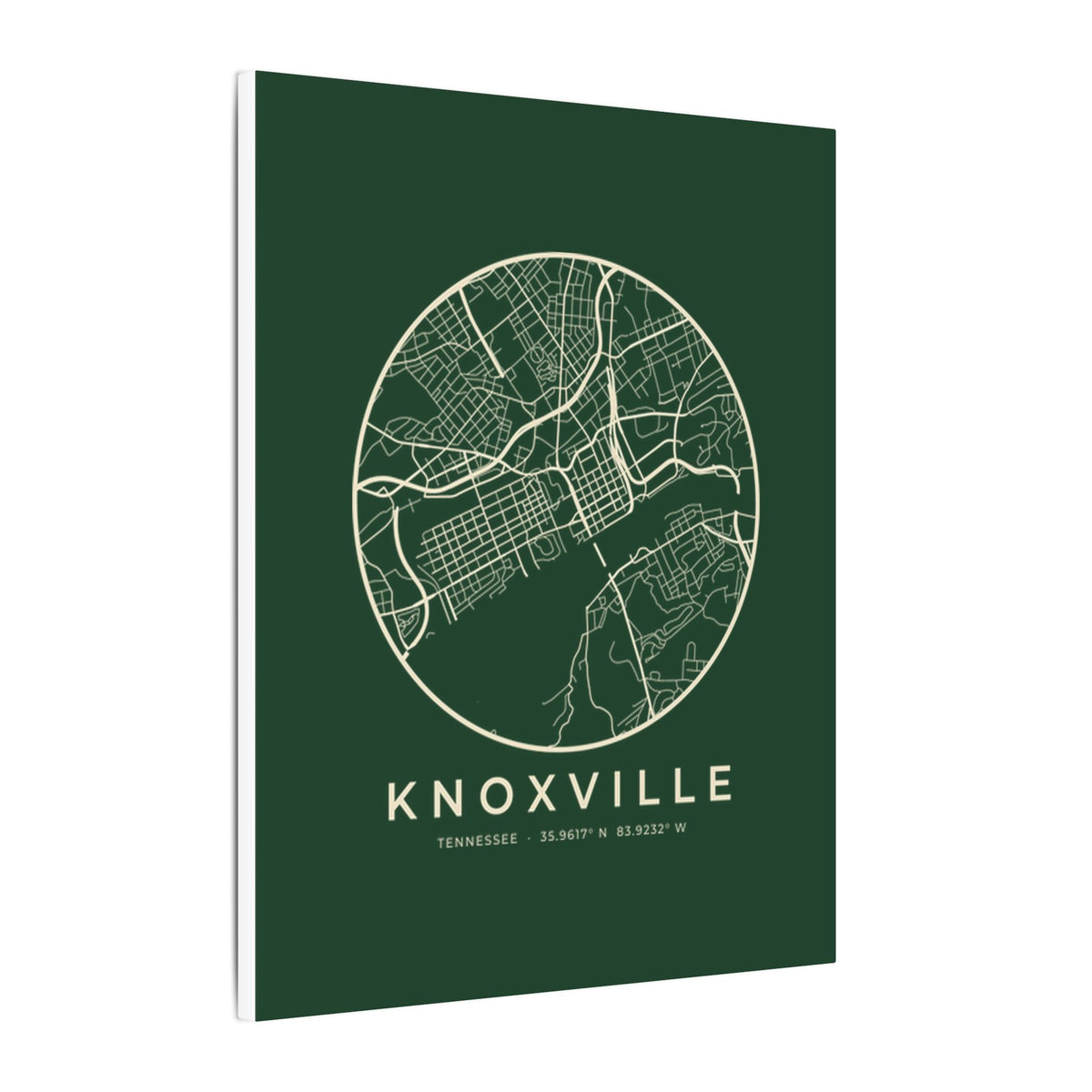 Knoxville Street Map Canvas Print (Forest Green)