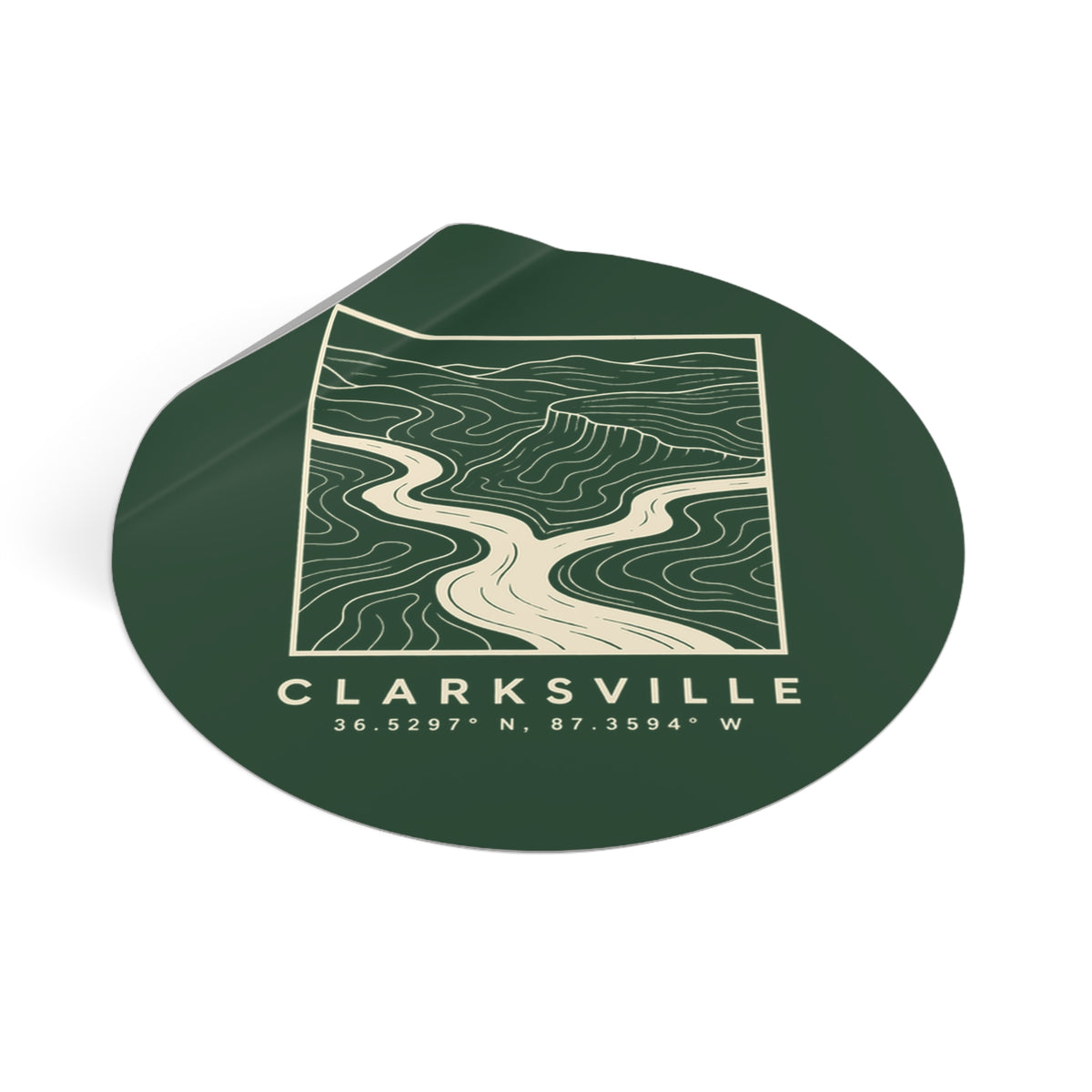 Clarksville Topo Map Sticker (Forest Green)