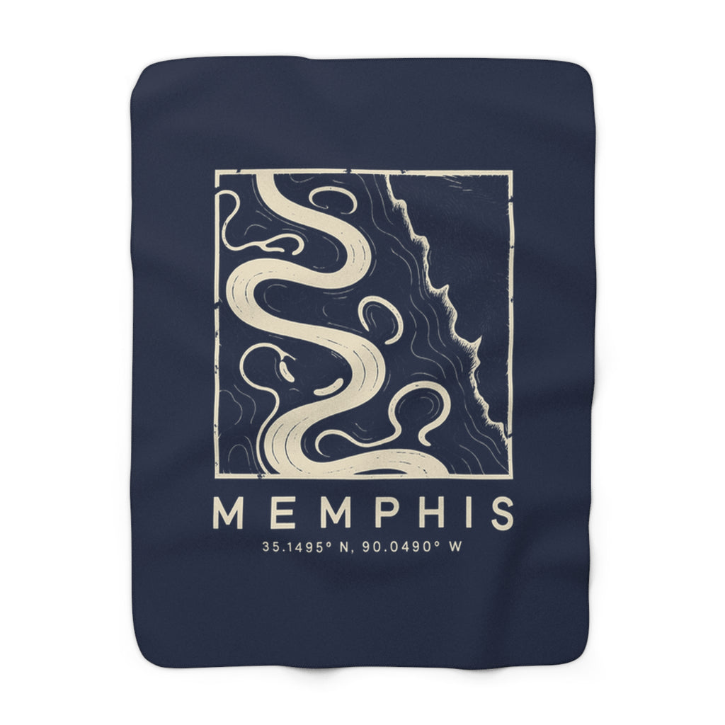 Memphis Topo Map Sherpa Blanket (Navy)