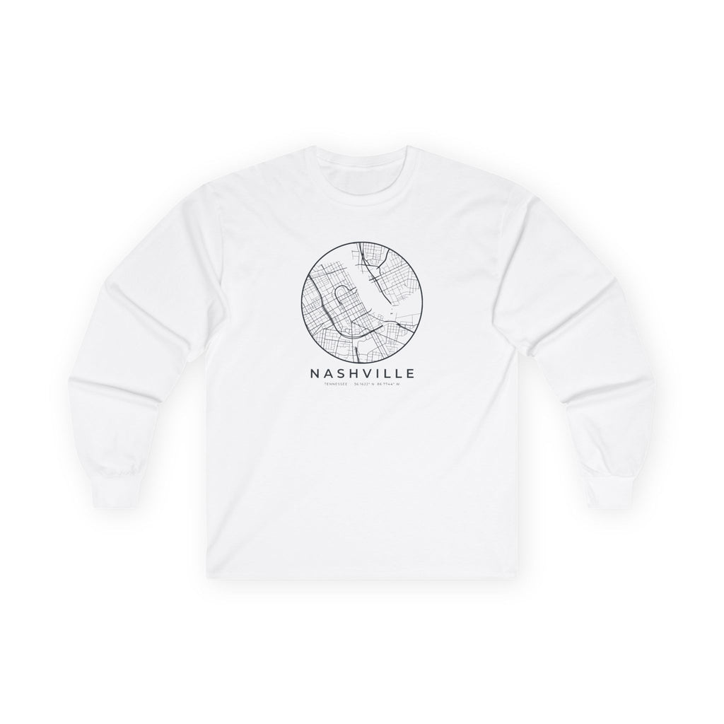 Nashville Street Map Long Sleeve T-Shirt