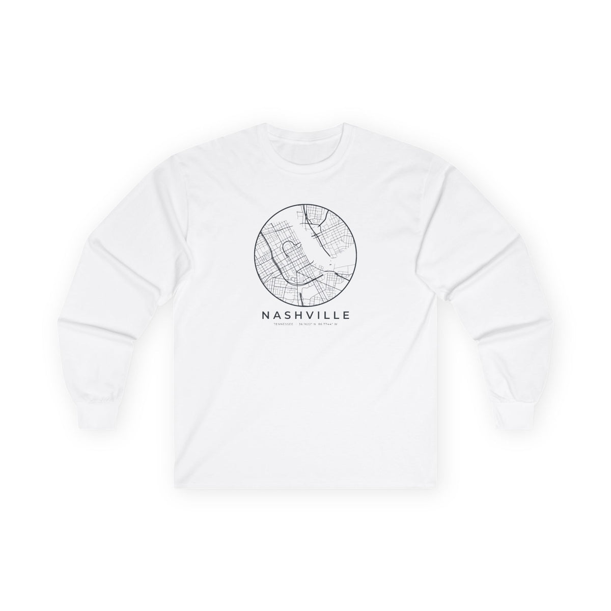 Nashville Street Map Long Sleeve T-Shirt