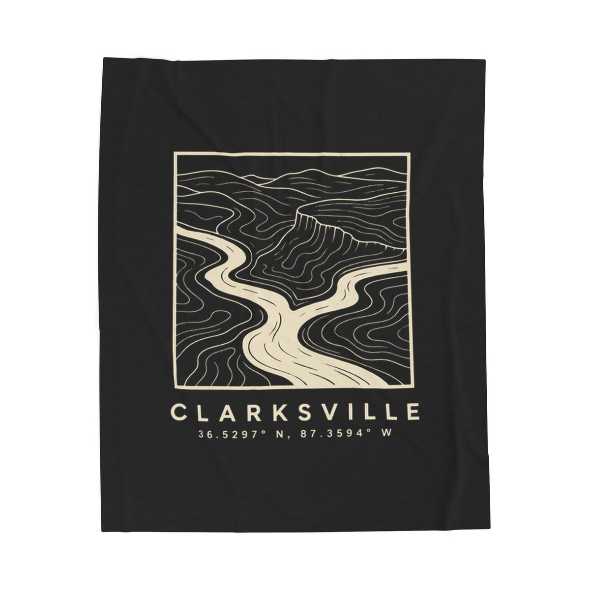 Clarksville Topo Map Blanket (Black)