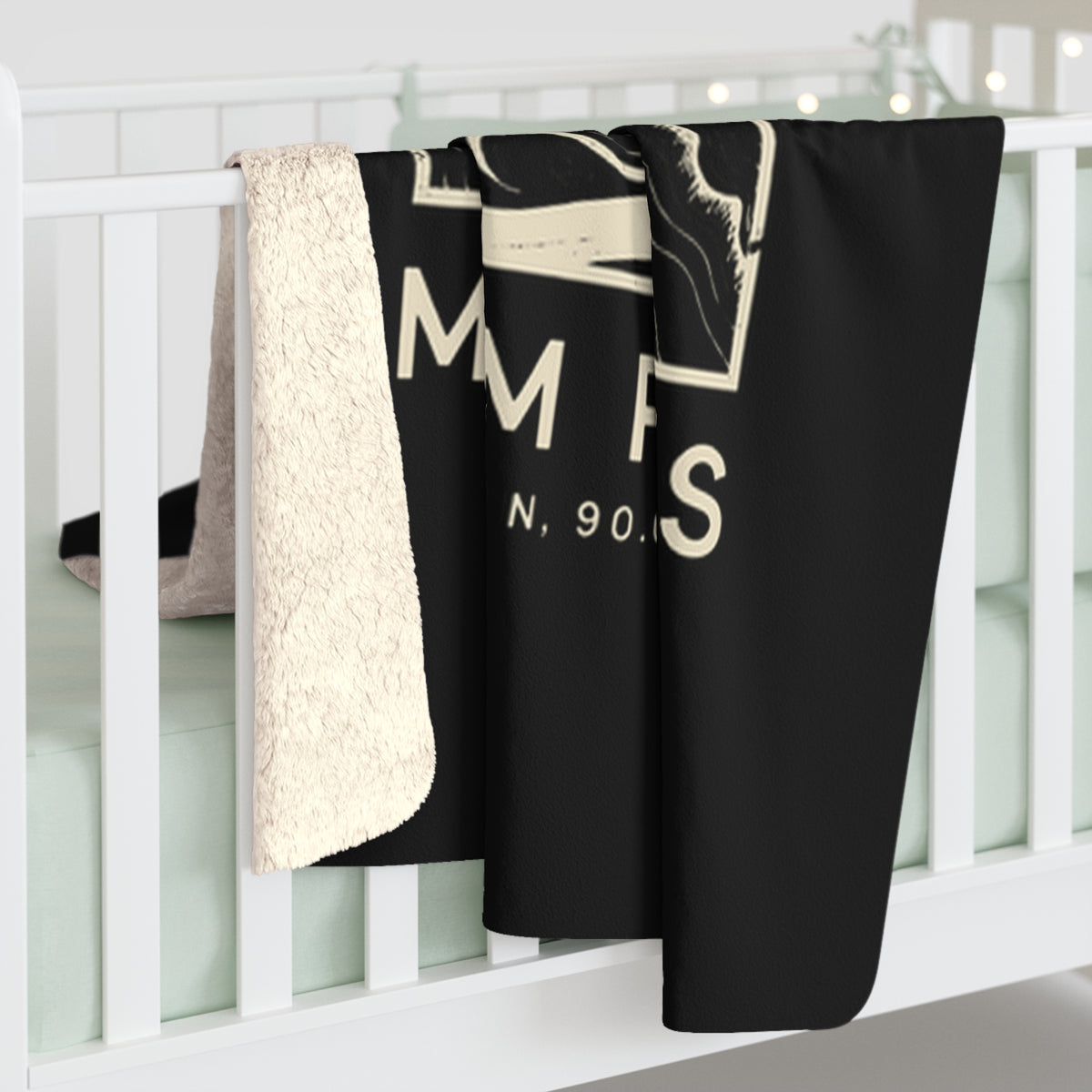 Memphis Topo Map Sherpa Blanket (Black)