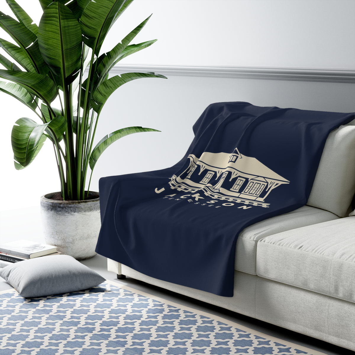Jackson Train Depot Sherpa Blanket (Navy)