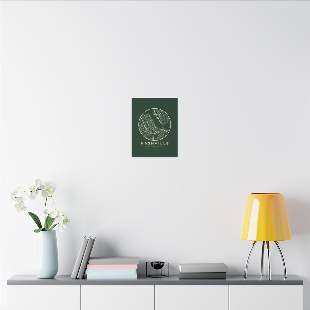 Nashville Street Map Canvas Print (Forest Green)