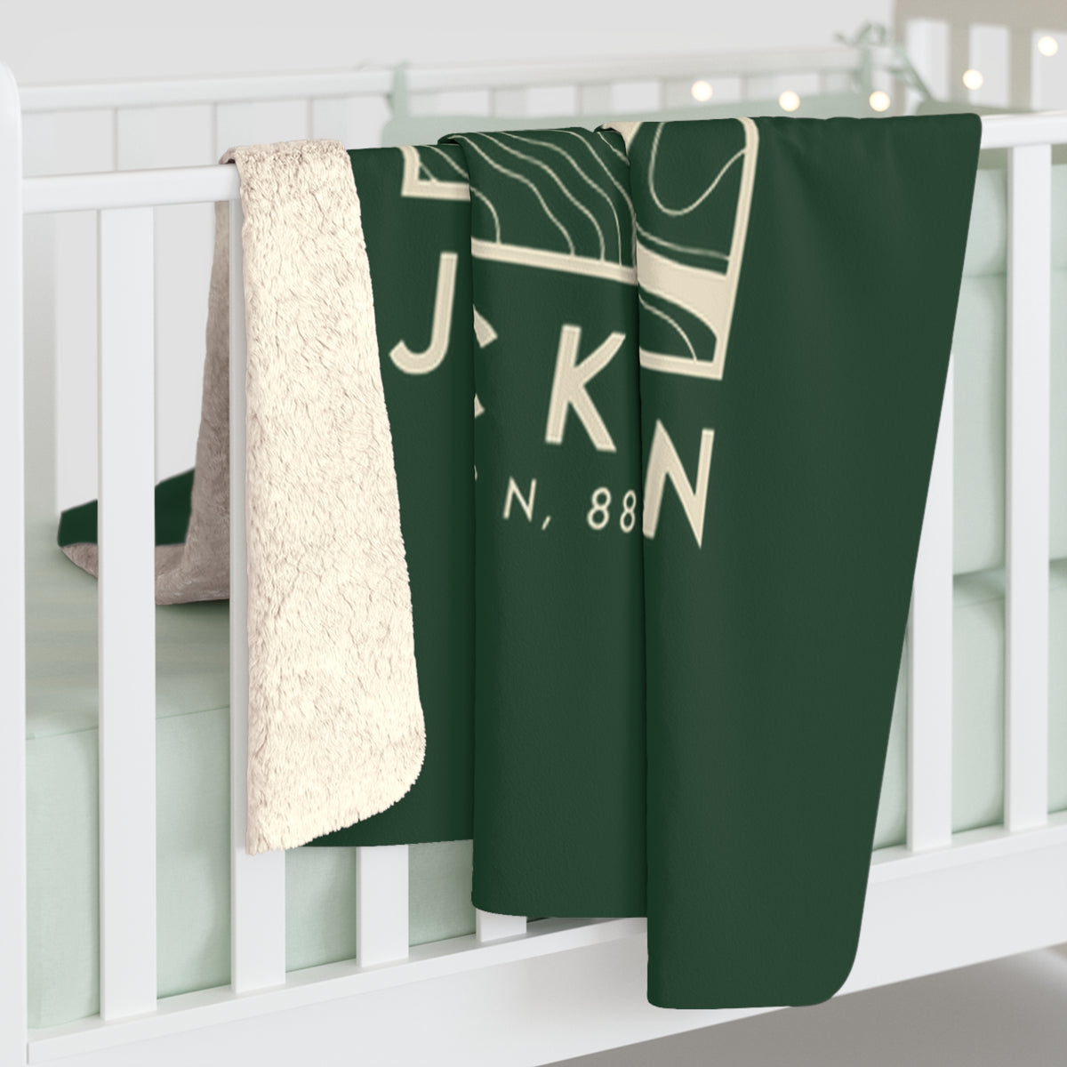 Jackson Topo Map Sherpa Blanket (Forest Green)