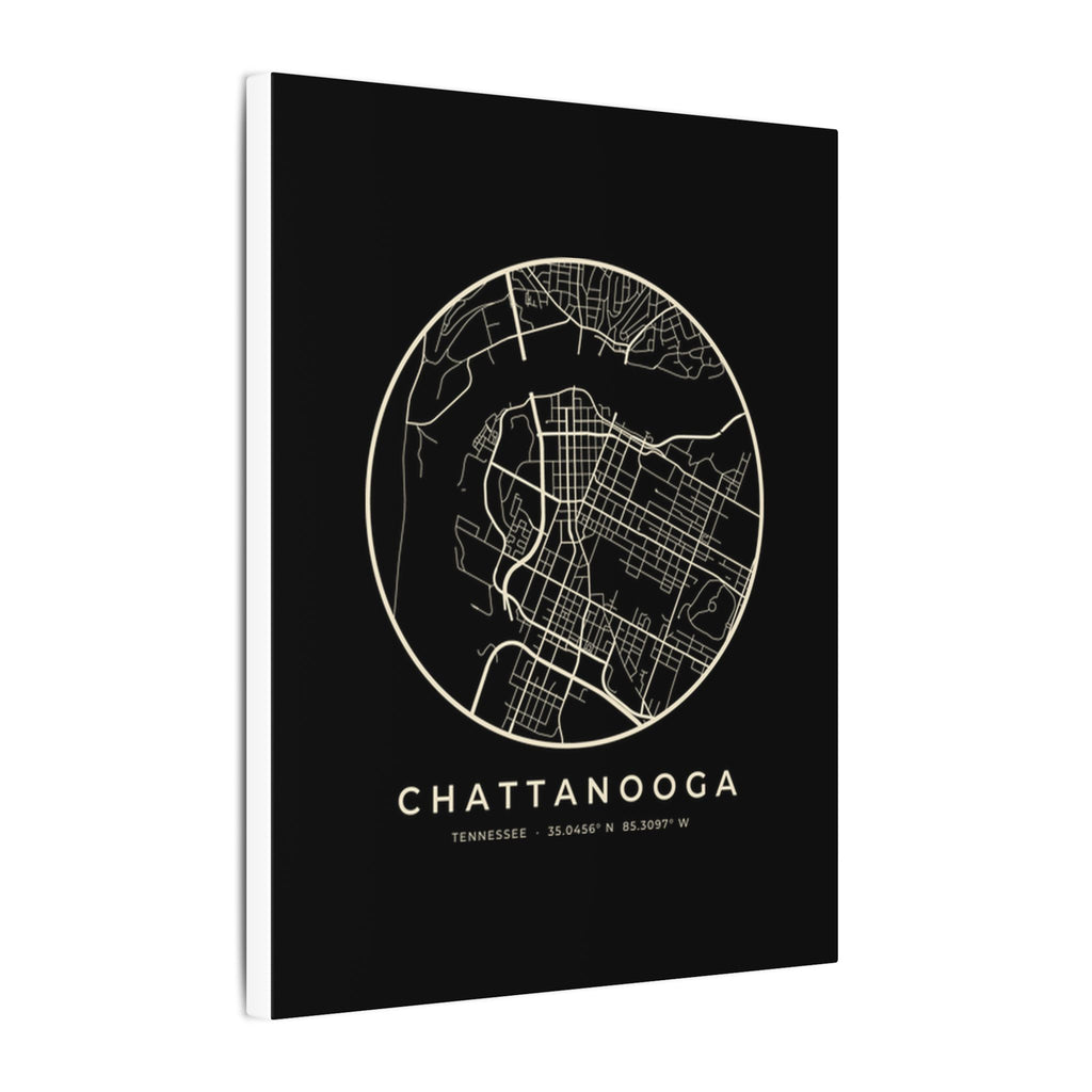 Chattanooga Street Map Canvas Print (Black)