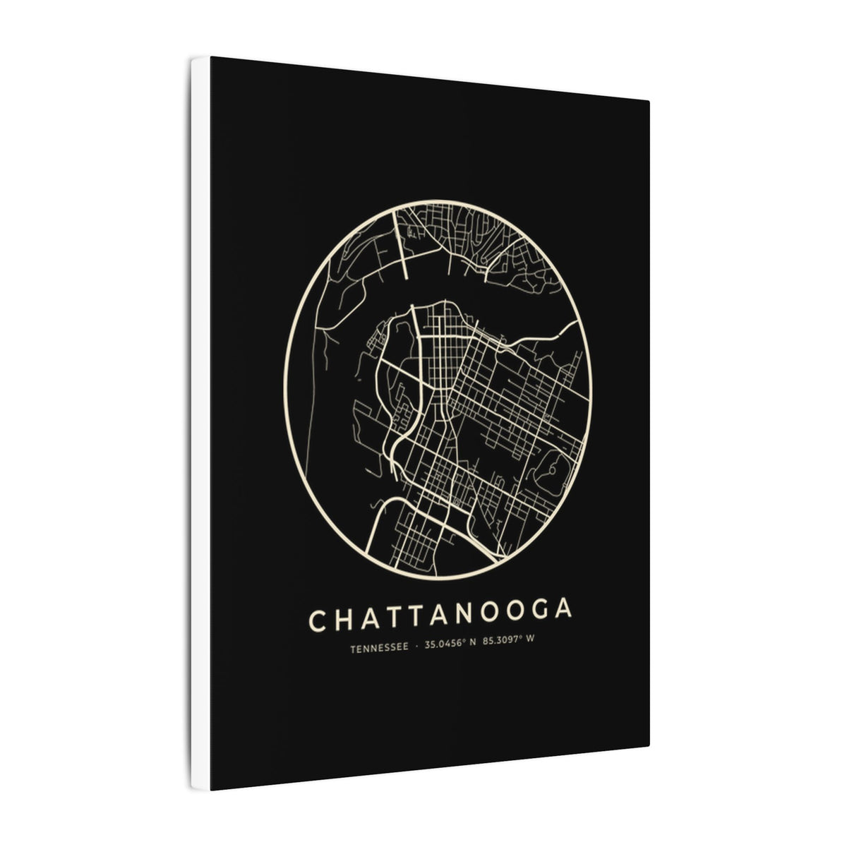 Chattanooga Street Map Canvas Print (Black)