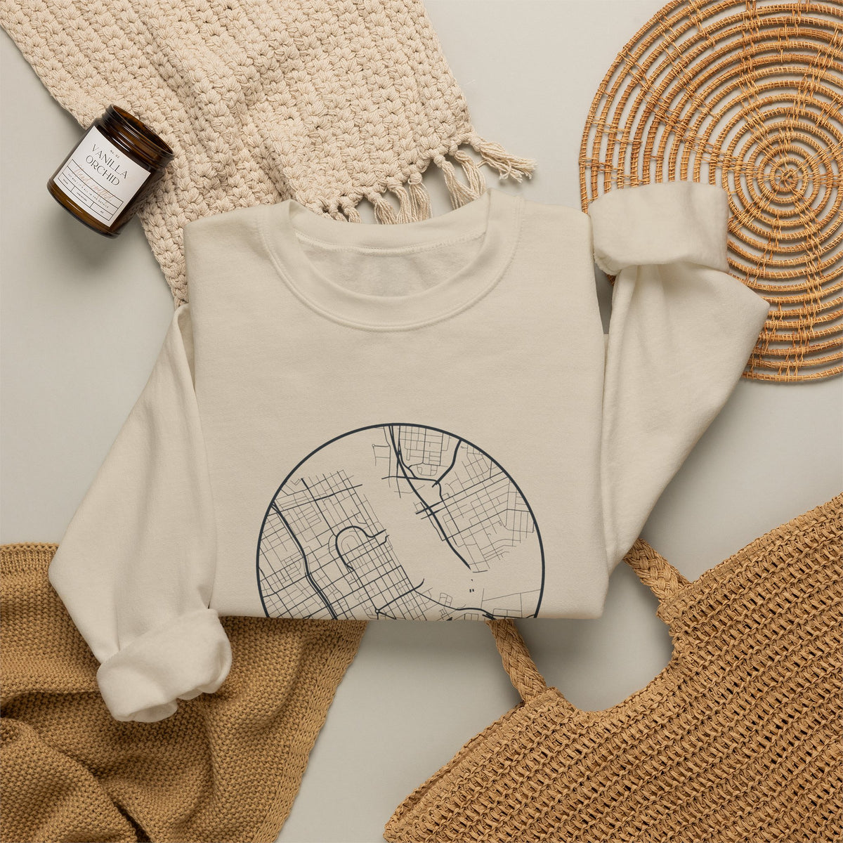 Nashville Street Map Crewneck Sweatshirt
