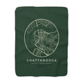 Chattanooga Street Map Sherpa Blanket (Forest Green)