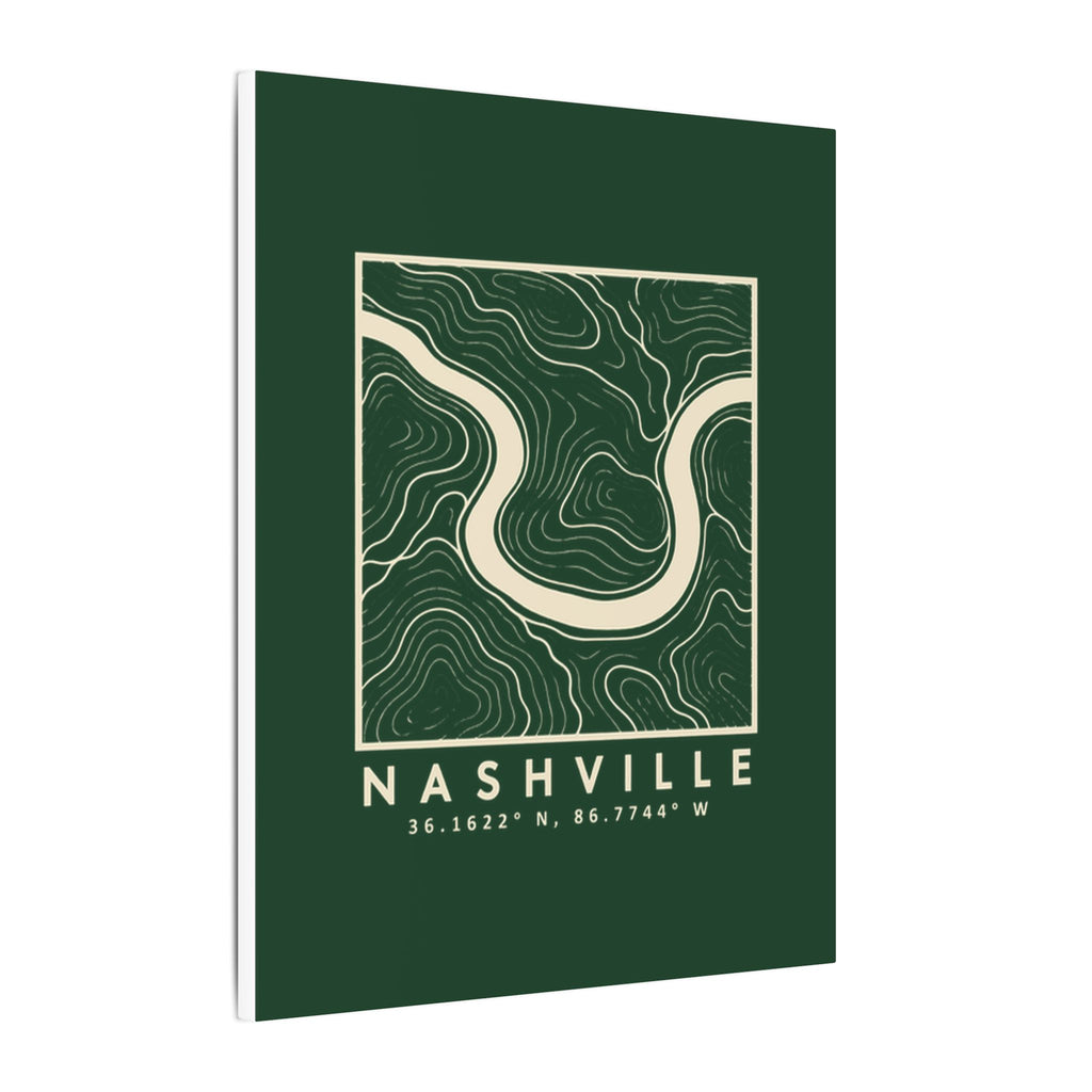 Nashville Topo Map Canvas Print (Forest Green)