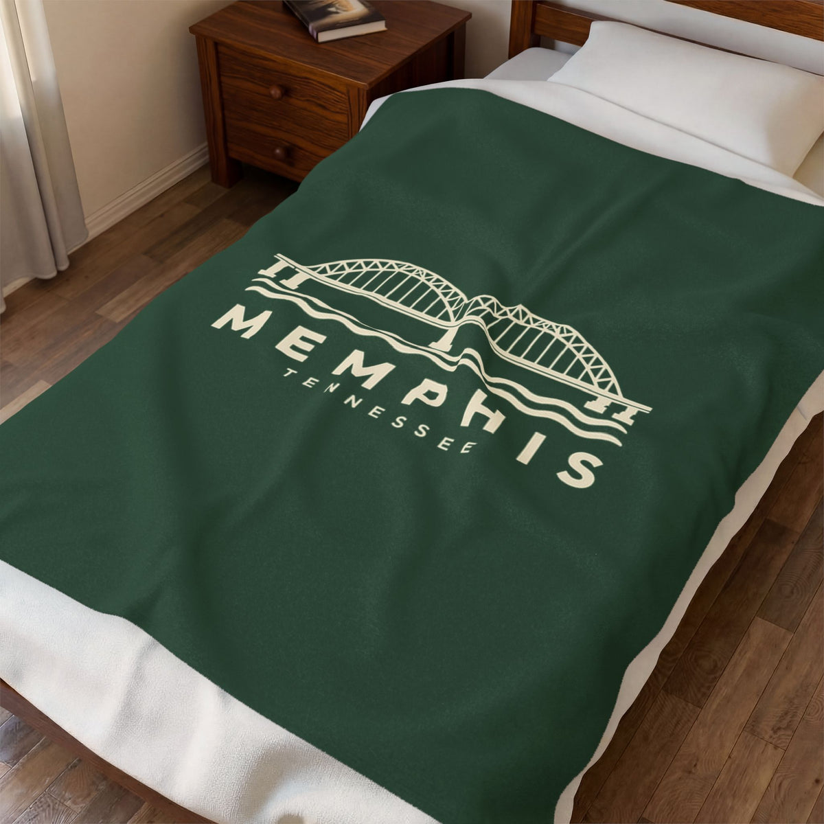 Memphis Hernando de Soto Bridge Blanket (Forest Green)