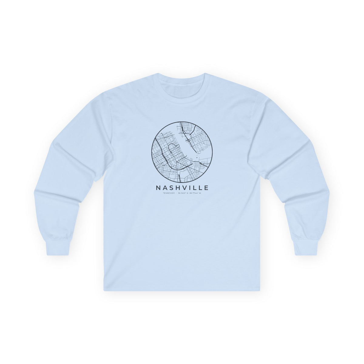 Nashville Street Map Long Sleeve T-Shirt
