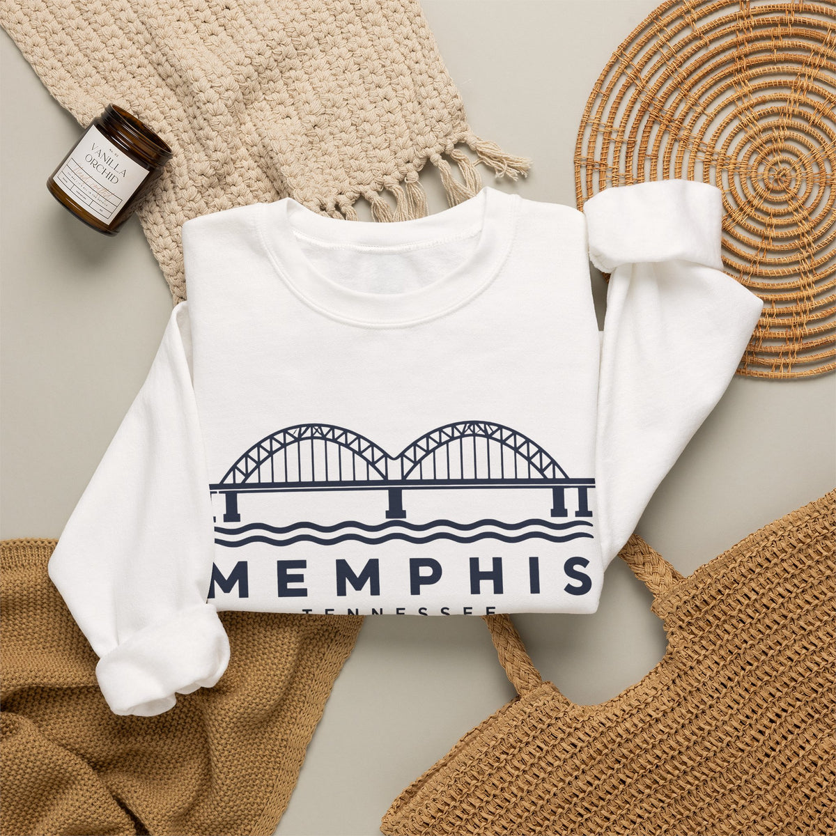 Memphis Hernando de Soto Bridge Crewneck Sweatshirt