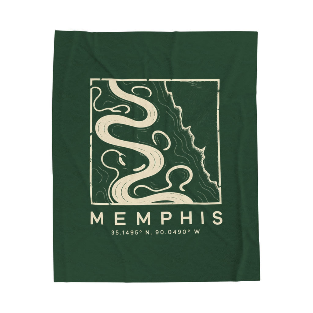 Memphis Topo Map Blanket (Forest Green)