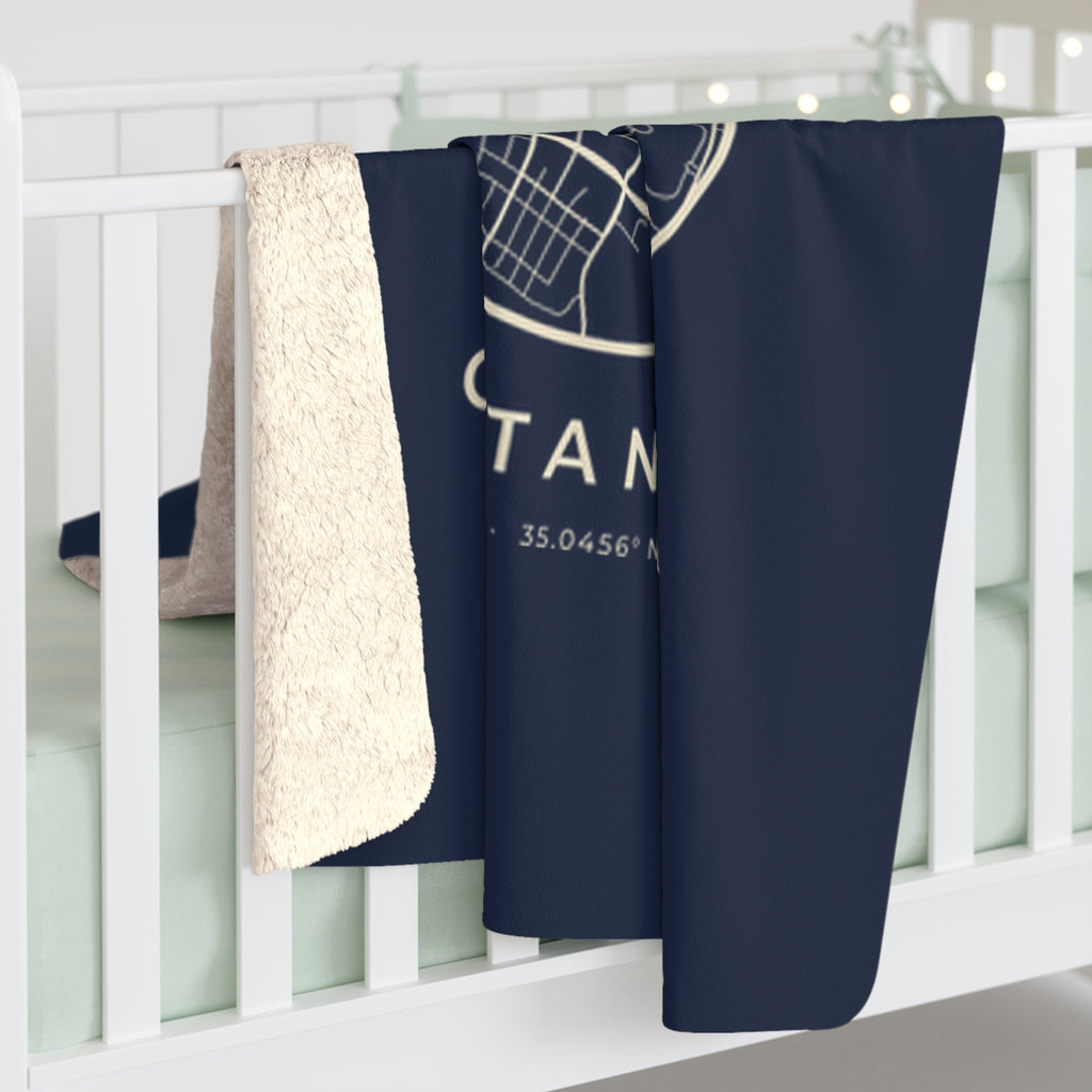 Chattanooga Street Map Sherpa Blanket (Navy)