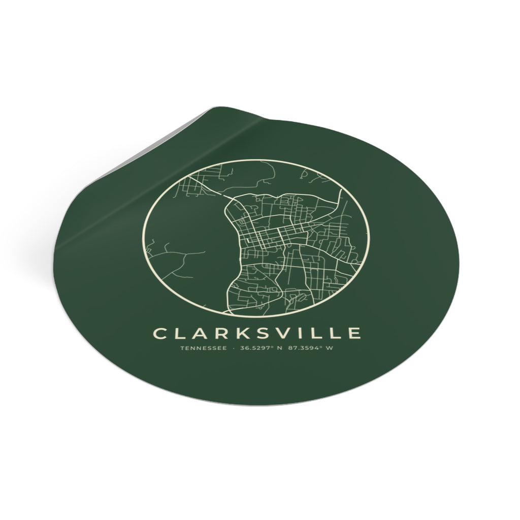 Clarksville Street Map Sticker (Forest Green)