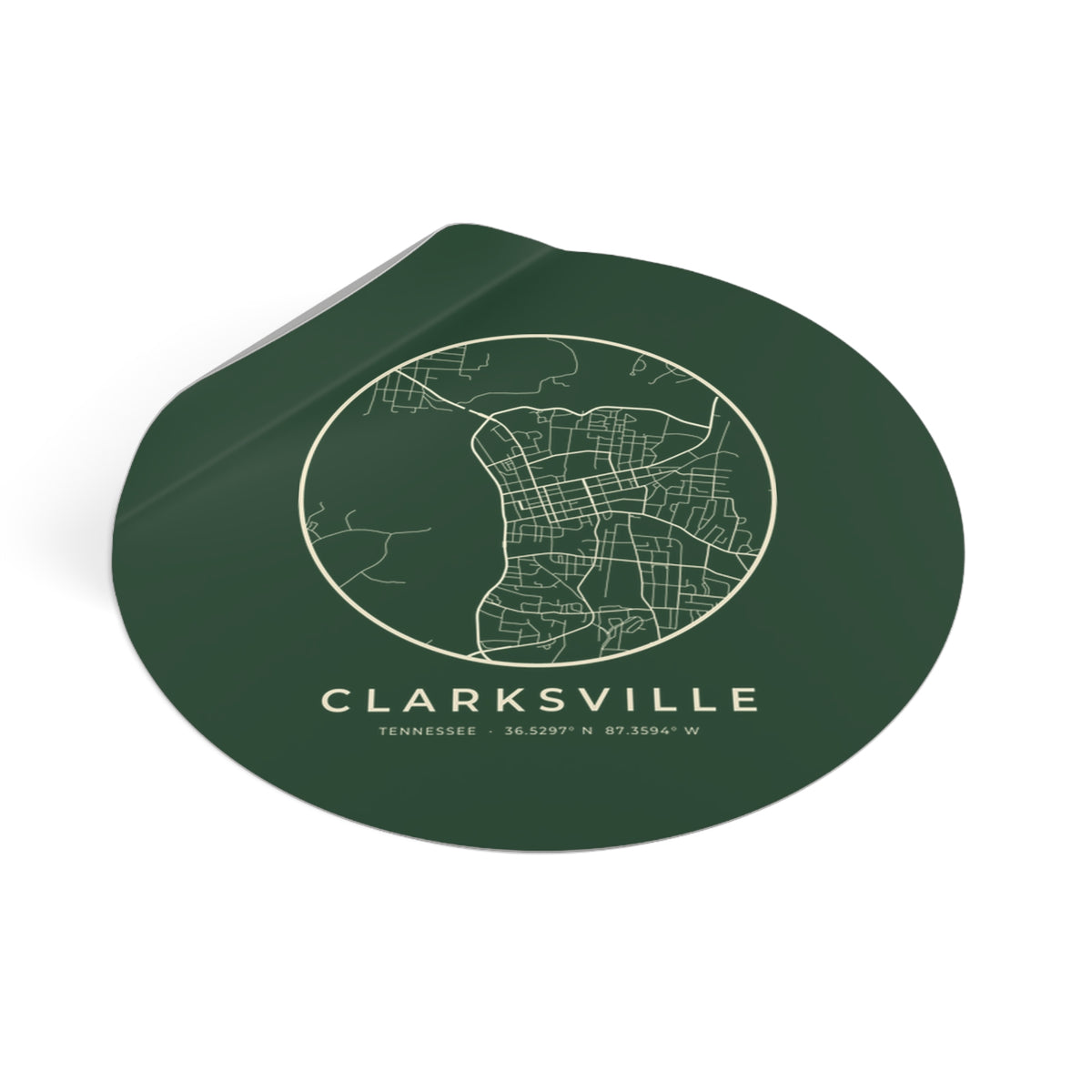 Clarksville Street Map Sticker (Forest Green)