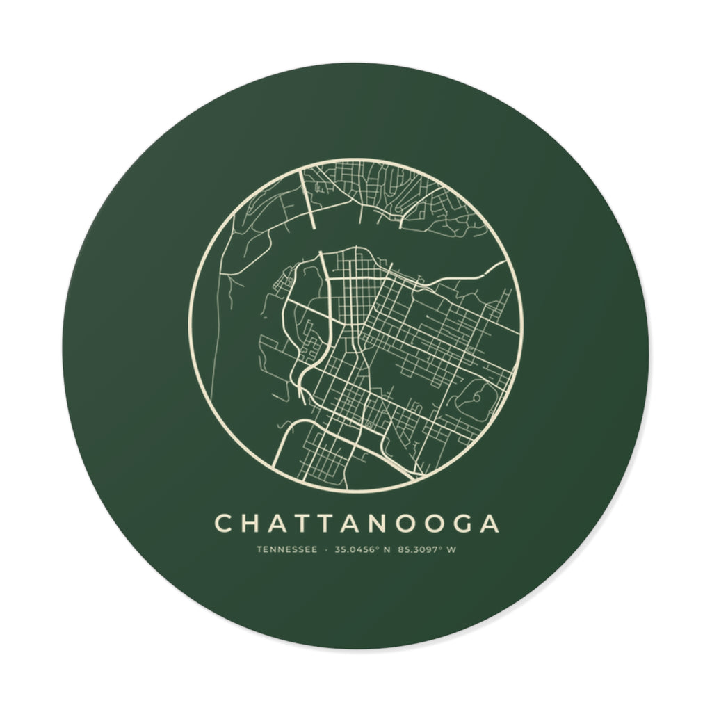 Chattanooga Street Map Sticker (Forest Green)