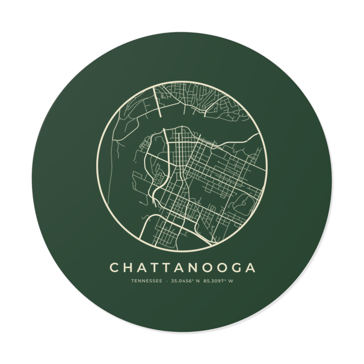 Chattanooga Street Map Sticker (Forest Green)