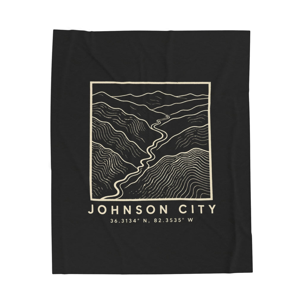 Johnson City Topo Map Blanket (Black)