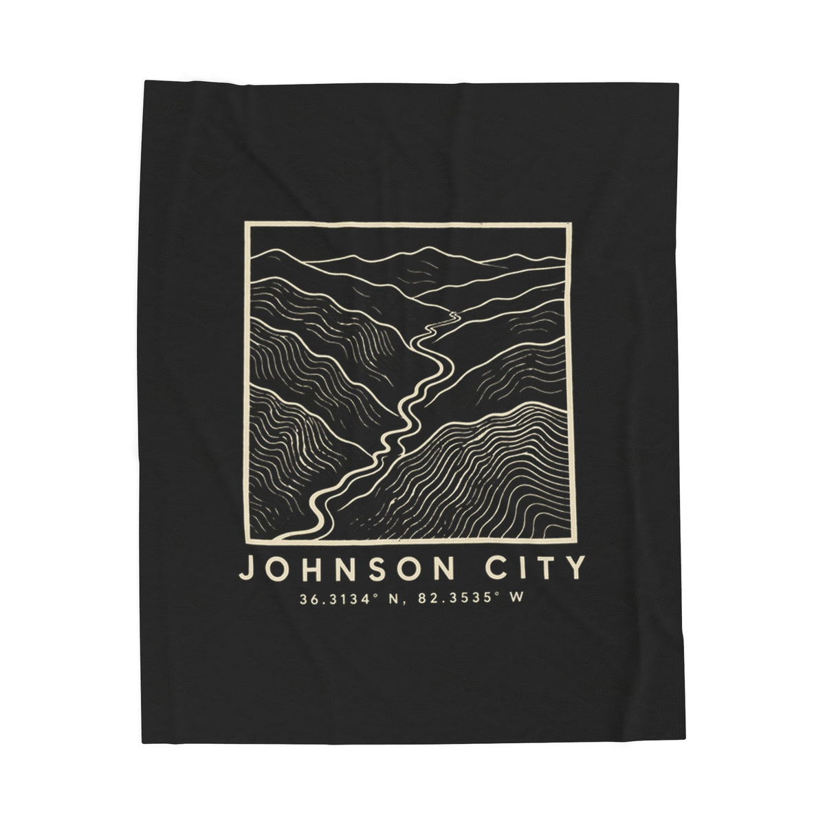 Johnson City Topo Map Blanket (Black)