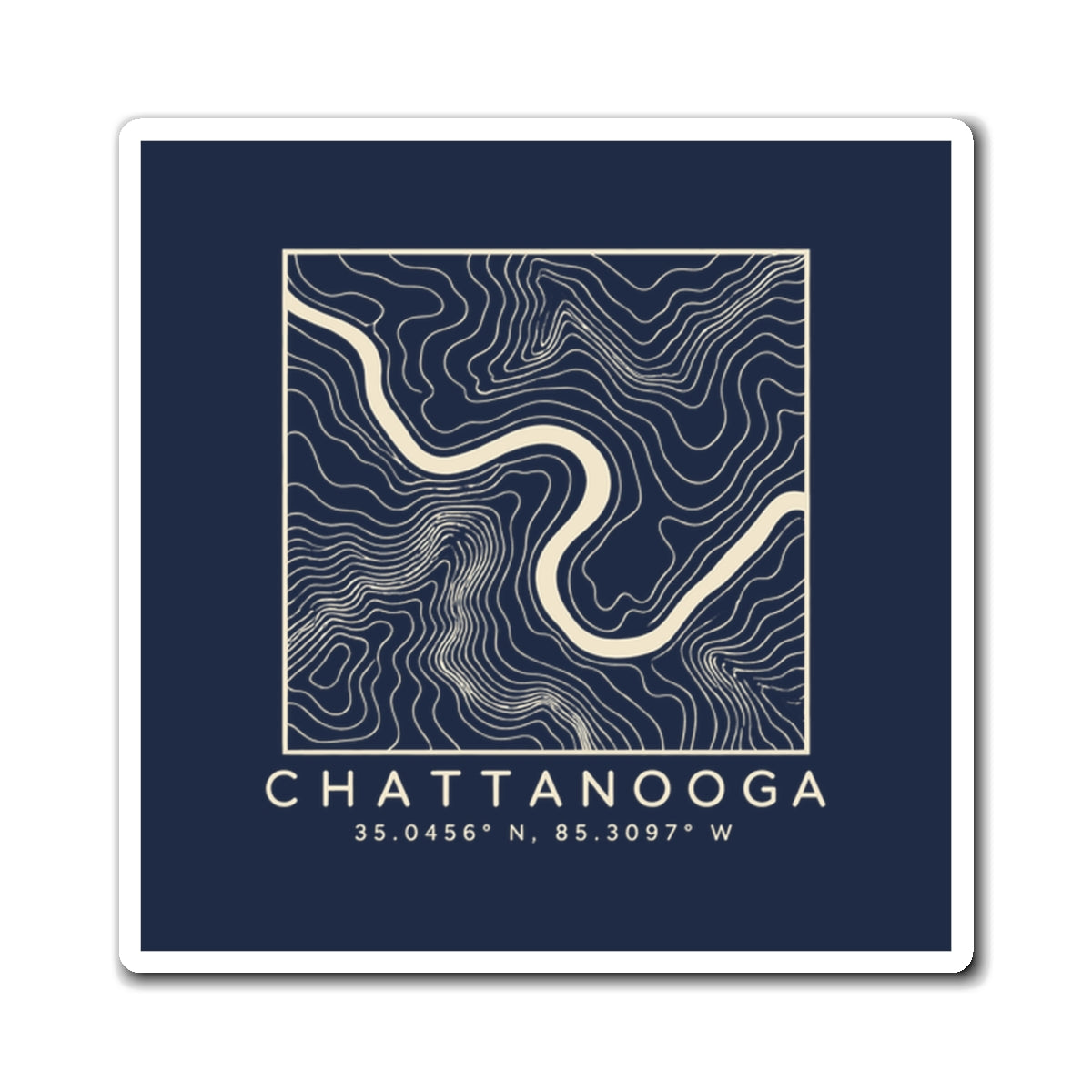 Chattanooga Topo Map Magnet (Navy)