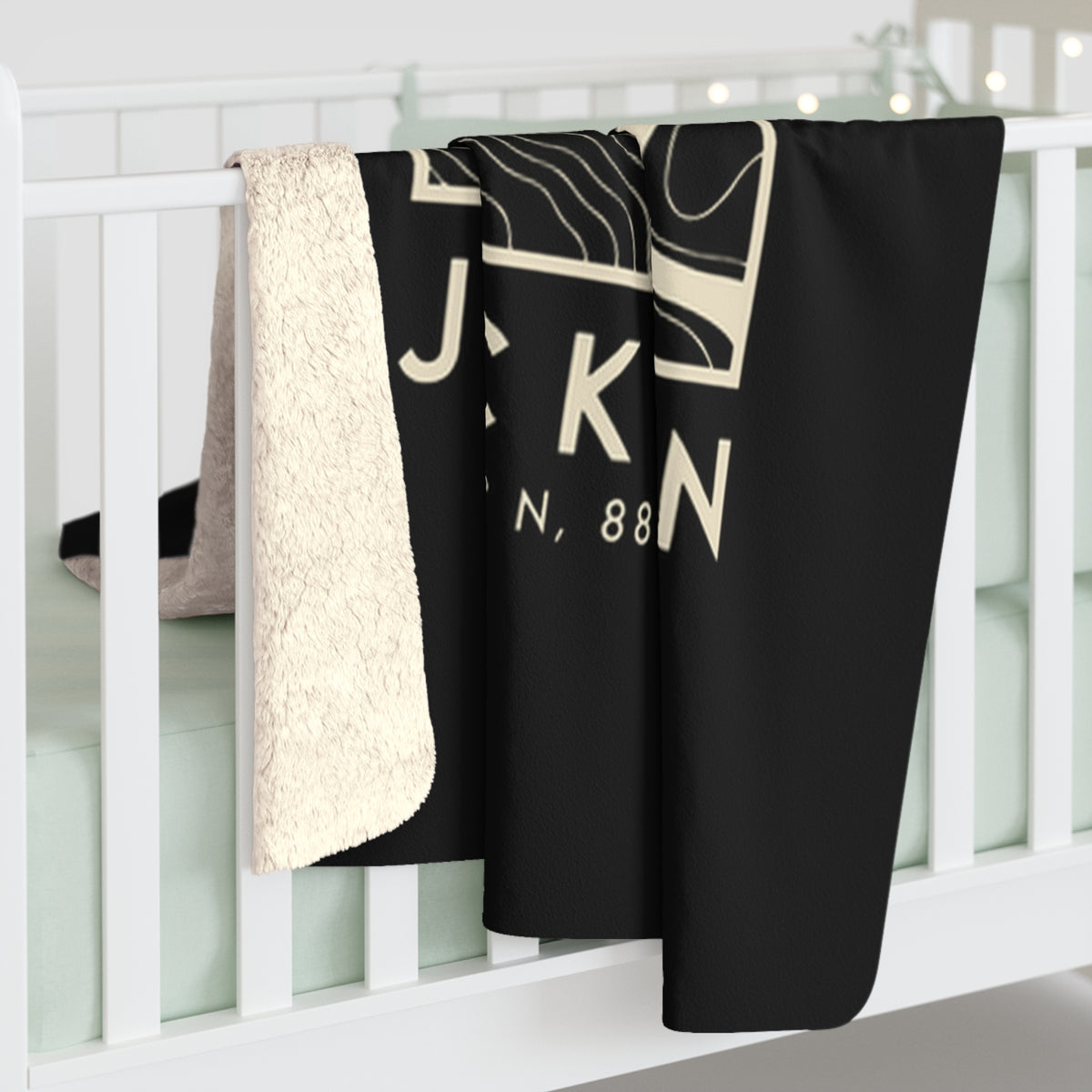 Jackson Topo Map Sherpa Blanket (Black)