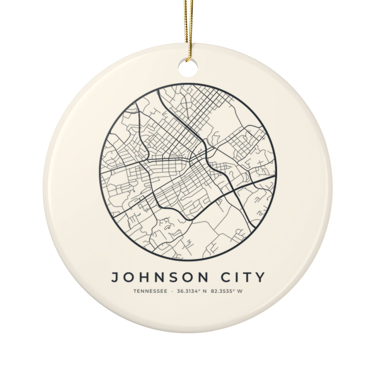 Johnson City Street Map Ornament