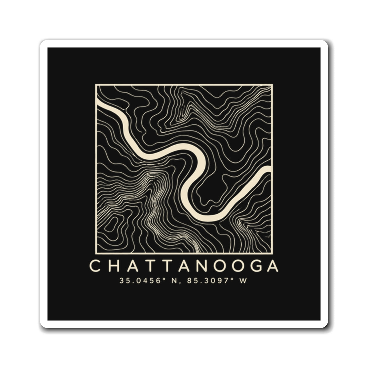 Chattanooga Topo Map Magnet (Black)