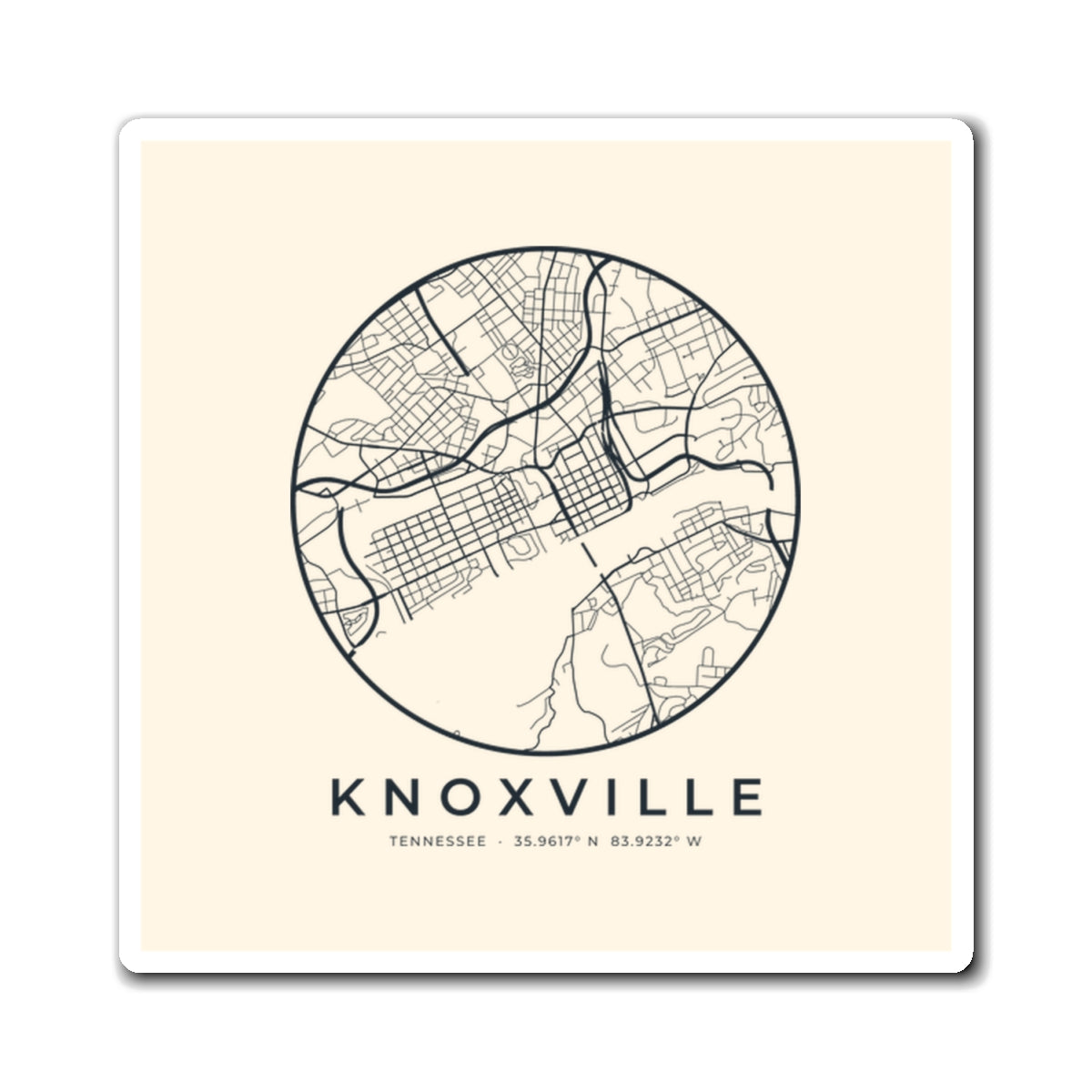 Knoxville Street Map Magnet