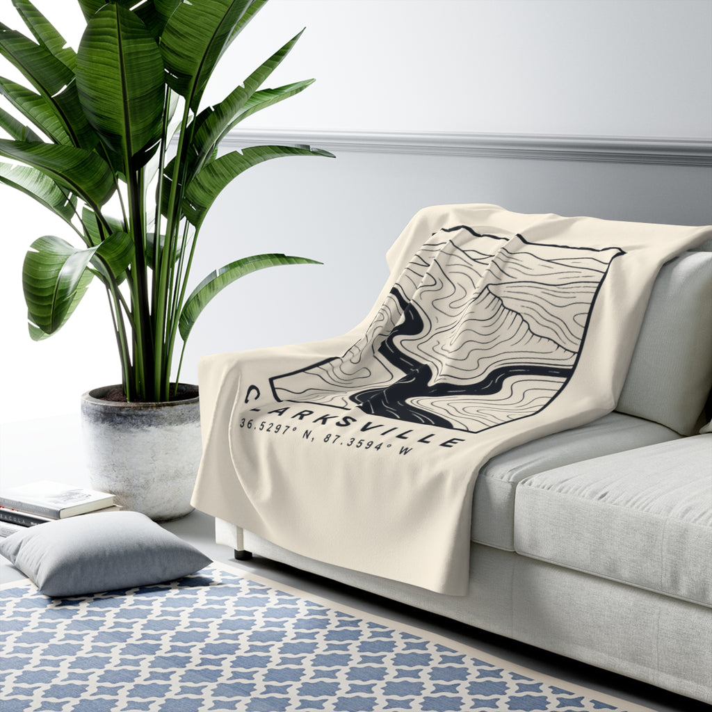 Clarksville Topo Map Sherpa Blanket
