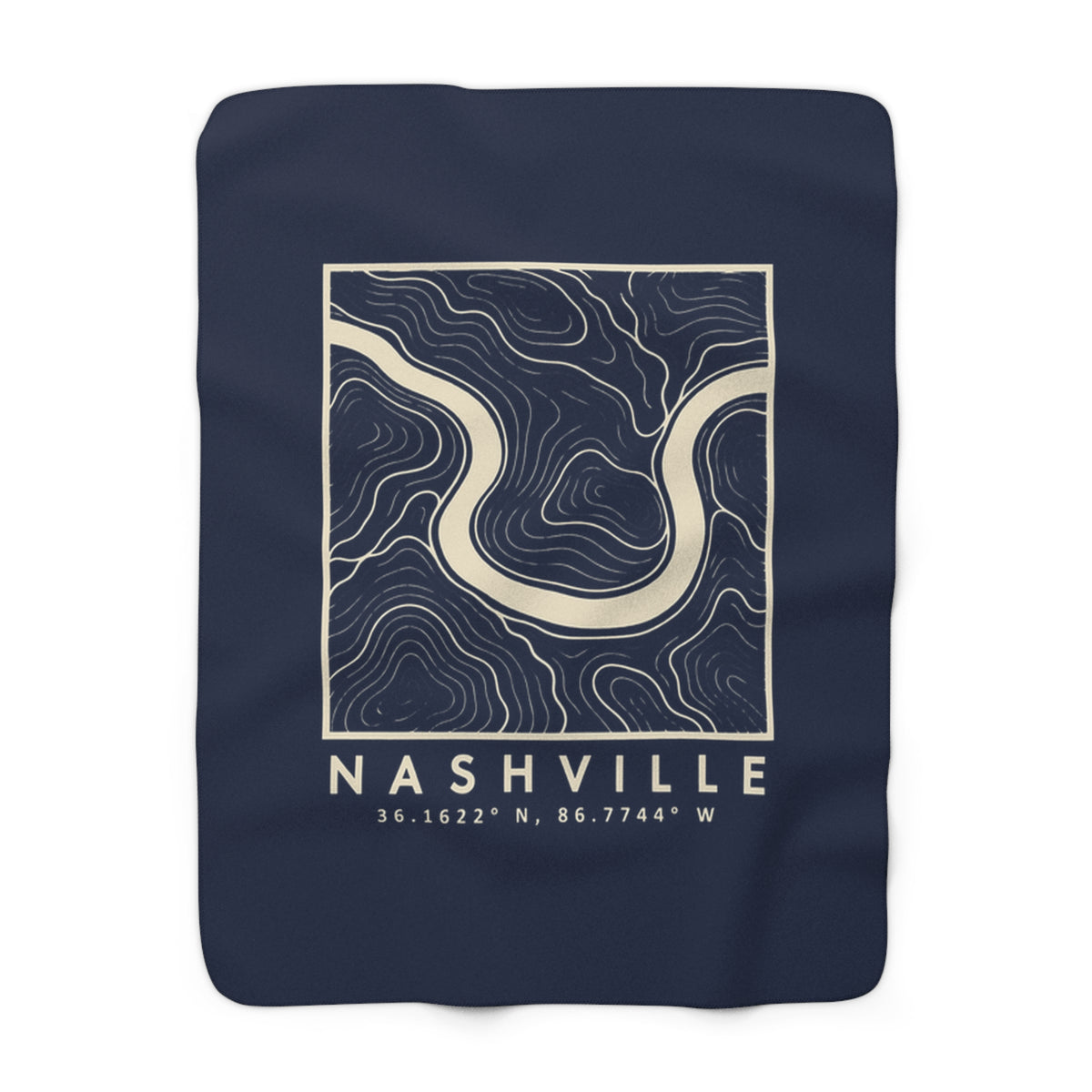 Nashville Topo Map Sherpa Blanket (Navy)
