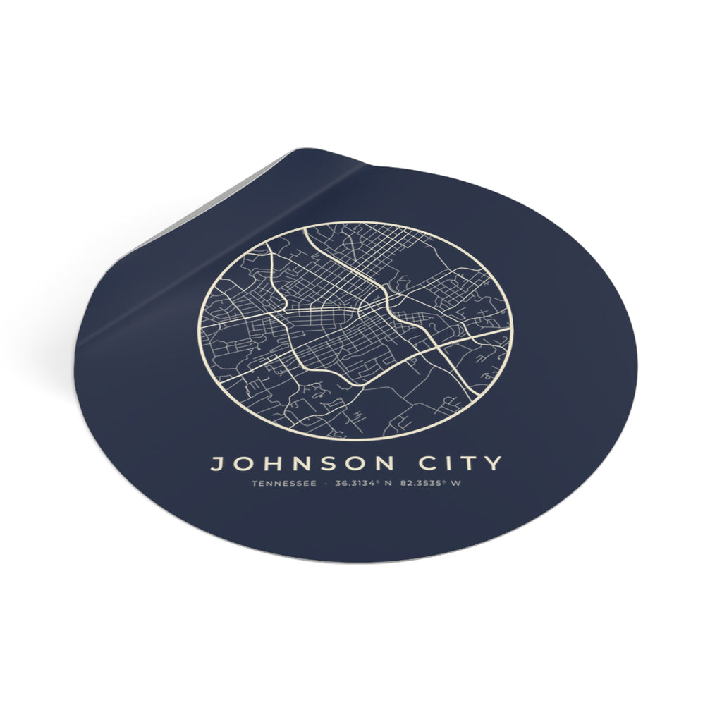 Johnson City Street Map Sticker (Navy)
