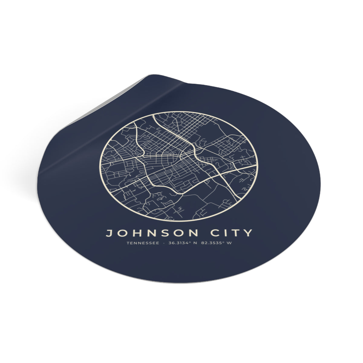 Johnson City Street Map Sticker (Navy)