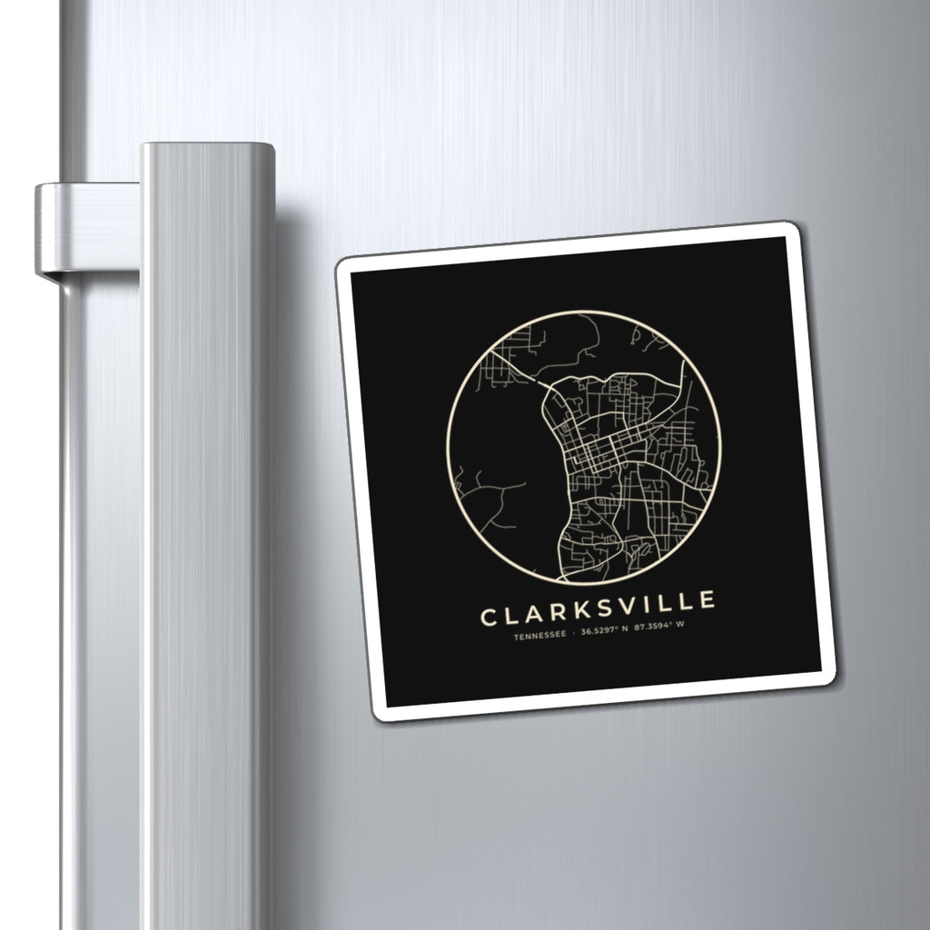 Clarksville Street Map Magnet (Black)