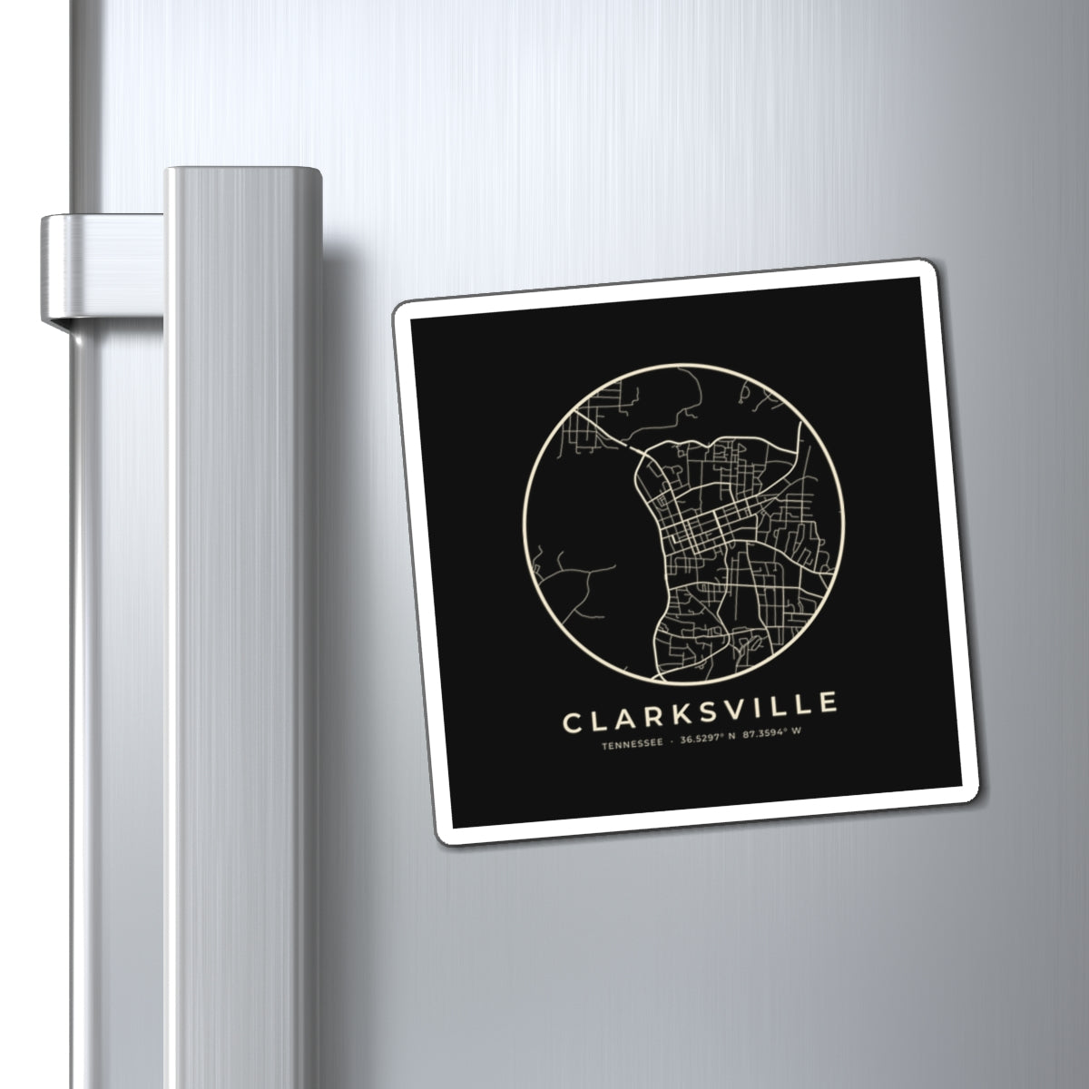 Clarksville Street Map Magnet (Black)