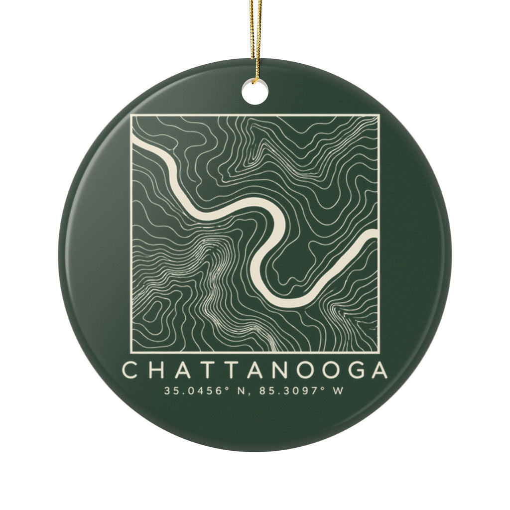 Chattanooga Topo Map Ornament (Forest Green)